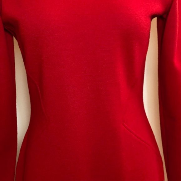 Outlander Red Midi Dress - Wool Blend - Petite Small - Vintage - Picture 4 of 15